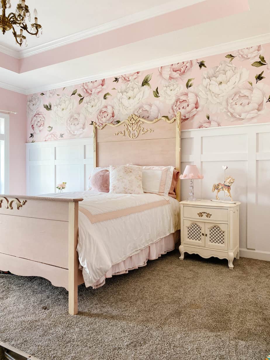 floral board & batten accent wall